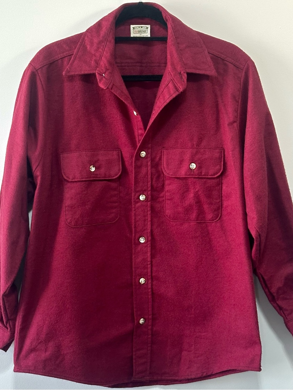 Five Brother Flannel Shirt Mens M Red USA Made Workwear Button Up